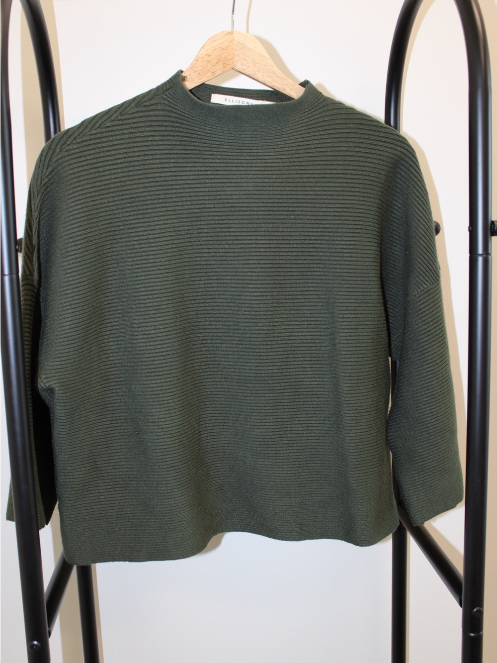 Ellison Olive Ribbed Mock Neck Sweater - Men's Crewneck